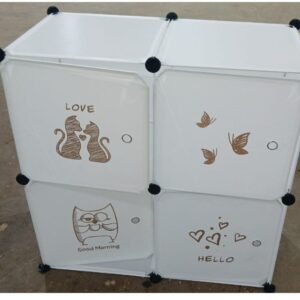 Kids Plastic Wardrobe For Clothes Foldable Plastic Almirah Toys 4 Door