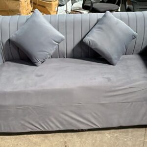 Grey Colour Velvet Fabric 3 Seater Sofa