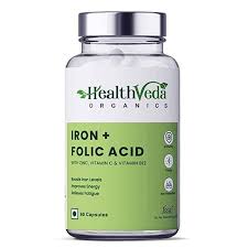 Health Veda Iron Plus Folic Acid Capsule 60 Pcs