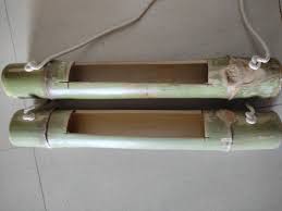 Natural Bamboo Wood Hanging Planter 2 Step Pack of 2