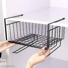 Multipurpose Coated Iron Under Shelf Wire Basket Cabinet Storage Pack of 2