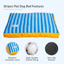 Pet Set Go Stripes Flat Dog Bed Blue Colour