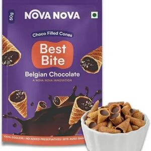 Nova Nova Best Bite Choco Filled Cones Belgian Chocolate 50gm