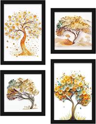 Indianara Abstract Tree Frame Gallery Wall Art Set Of 3