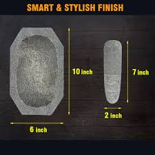 Kalvam 10 Inch Kalvam Stone Mortar And Pestle Set