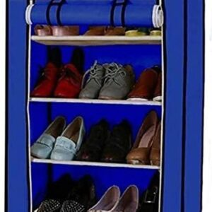 Foldable Plastic Shoe Rack 4 Layer Color Blue