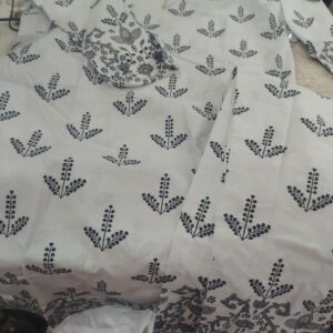 White And Black Kurta Set For Women Size 44