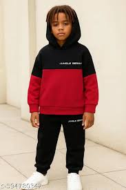 Jungle Berry Brand Kids Hoodie And Jogger Set Red Black Winter Wear Tracksuit Size 9 To 10 Years