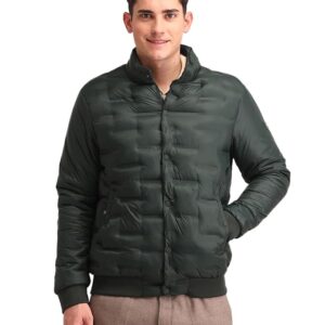 Us Polo Assn Mens Brown Solid High Neck Long Sleeve Casual Regular Fit Jacket Green Size M