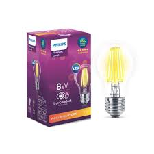 Philips 8 Watt E27 A60 Led Glass Filament Bulb Pack of 4