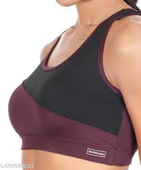 Sk Dreams Wine Black Polyester Everyday Racerback Sports Shaper Bra For Women Size 28