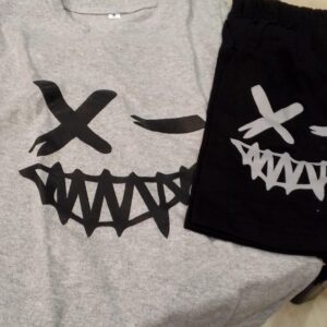 Grey Printed T Shirt With Black Shoes For Kids Size 5 Year