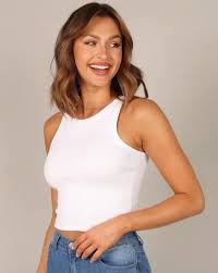 White Colour Tank Top For Women Size S