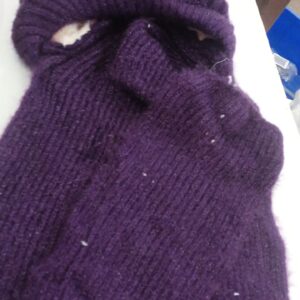 Purple Woolen Pearl Embellished Beanie Muffler Cap With Attached Scarf For Women