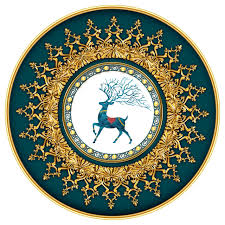 Deer Modern Crystal Embedded High Gloss Mirror Finished Golden Slim Frame 20 X 20 Inches