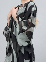 Taraana Abstract Printed Kaftan Type Short Shrug Grey And Black Size S