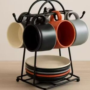 Black Metal Cup Plate Stand