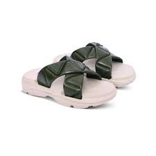 Womens Designer New Stylish Trendy Slipper Beige Green Size 38