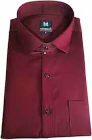 Men Maroon Plain Formal Half Sleeve Shirt Size 40