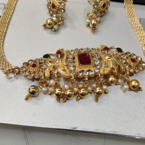 Womens Gold Plated Necklace Set Golden