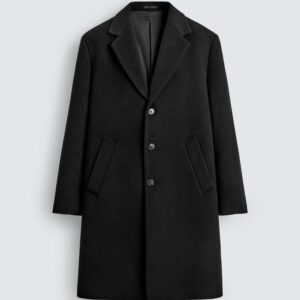 Zara Regular Fit Wool Coat Black Color Size L
