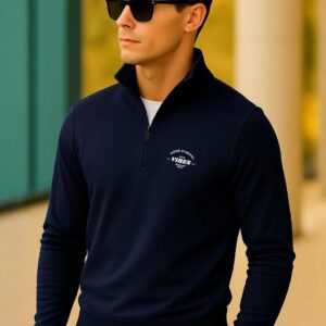 Szn Men Printed Zipper Sweatshirt Blue Color Size M