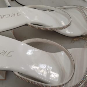 White Strappy Block Heel Sandals For Women Size 6