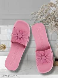 Pink Bow Detailed Womens Slippers Size 39