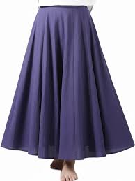 Sidho Hum Pure Cotton Flared Maxi Skirts For Women Purple Size Xxl