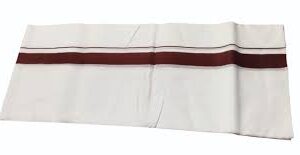 Dark Brown Border Men Cotton Dhoti White