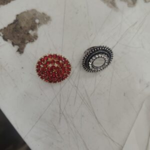 Silver And Red Round Adjust Scale Ring For Women Pack Of 2