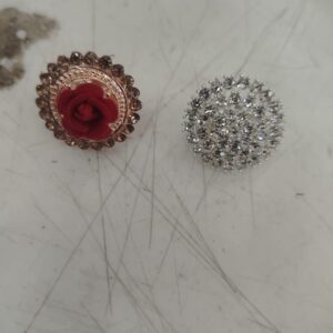 White And Gold Red Round Adjustable Ring For Women Pack Of 2