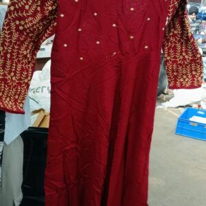 Womens Plain Maroon Anarkali Style Kurti Size Xxl
