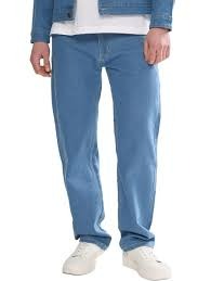 Men Relaxed Fit Mid Rise Light Blue Straight Fit Jeans Size Xxl