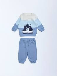 Hop Baby Boy Blue Colourblocked Cotton Sweatshirt Size 9 To 12 Month