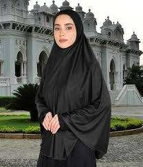 Women Embellished Hijab Scarf Black