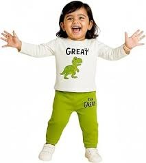 Kids Clothing Set Tracksuit Set White Sweatshirt With Green Dinosaur Print Size 1