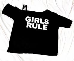 Casual Wear Cotton Blend Girls Rule Black Top Size S