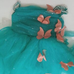 Green Butterfly Design Kids Girls Frock Dress Size 2 Year