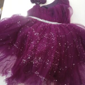 Wine Colour Net Party Wear Frock Size 2 To 3 Year