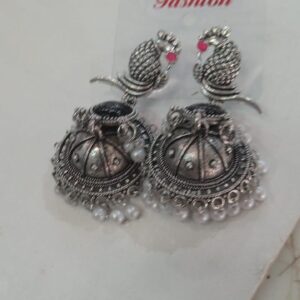 Silver Oxidized Jhumka Earrings For Women