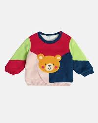 Mini Club Baby Girls Round Full Sleeve Knit Sweater Multi Color Size 2 To 3 Year