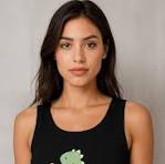 Black Color Sleeveless Tank Top Dinosaur Print For Women Size M