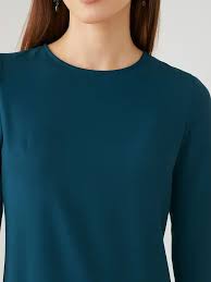 Here Now Top With Bell Sleeves Turquoise Summer Cool Size M