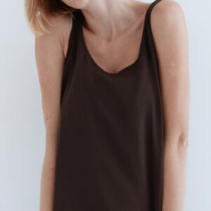 H And M Women Cotton Vest Top Dark Brown Size Eur M