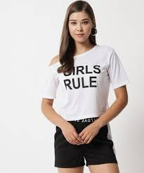 White Rule Printed T Shirt For Girls Kids Size 8