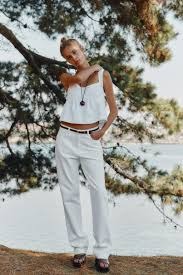 Zara Jeans Straight High Waist Belt White For Women Size 34