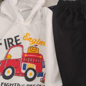 White And Black Sweatshirt And Trouser Set For Kids Boys For 2 To 3 Month