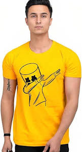 Mustard Marshmello Printed Polyester T Shirt Size S For Men