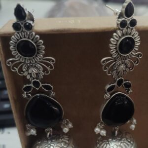 Jaypore Black Silver Women Alloy Jhumki Earring
